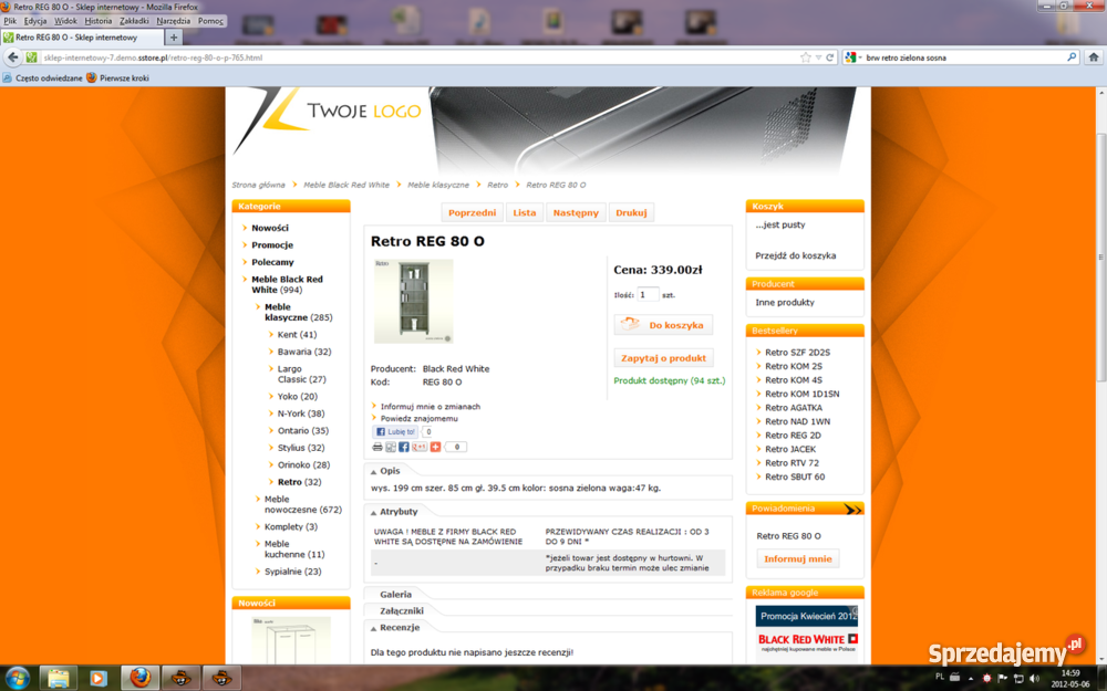 Meble Black Red White retro Gniezno