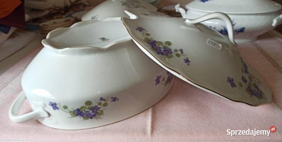 Olbrzymia Waza Fiołki Bohemia Feston Made in Gdańsk