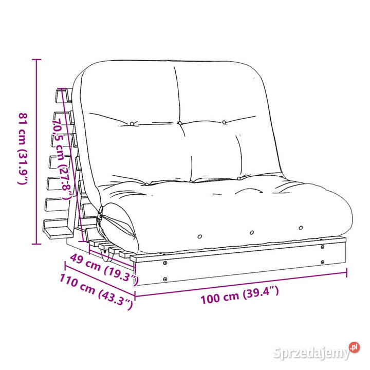 Sofa rozkładana futon z materacem biała mazowieckie Warszawa