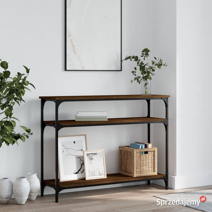 Stolik konsolowy brązowy dąb 100x29x75 WM834039 Warszawa