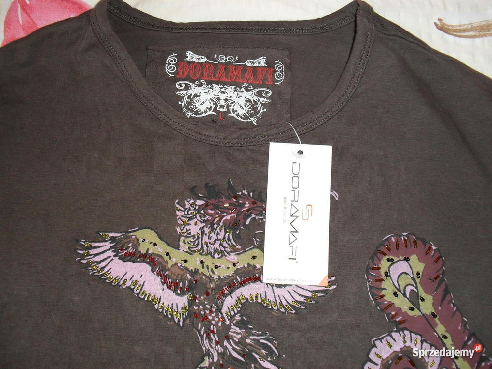 koszulka z dłrękawem Doramafi L brązowy/beżowy