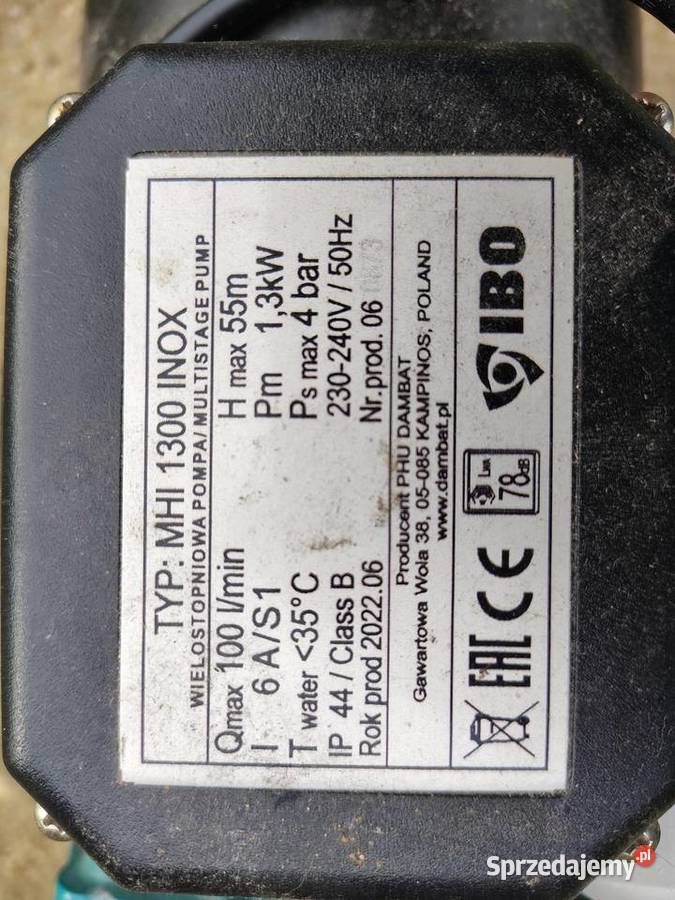 Pompa powierzchniowa ssąca MHI 1300 INOX Krosno Odrzańskie sprzedam