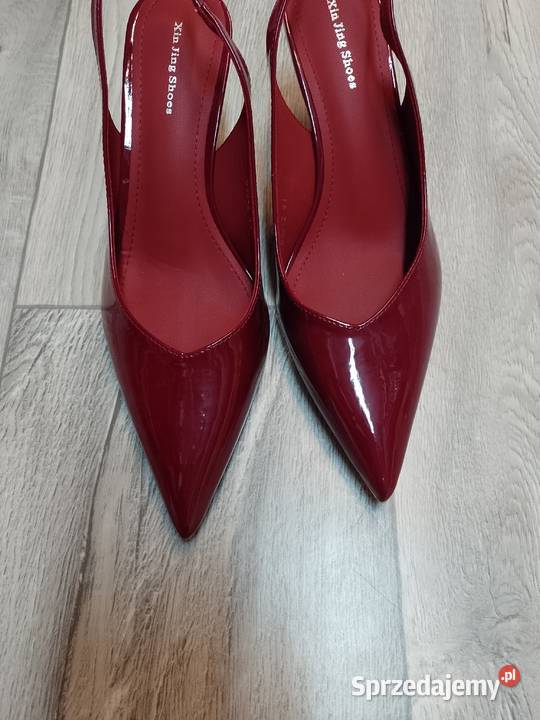 3940 Bordowe czerwone czółenka wieczorowe z Kraków