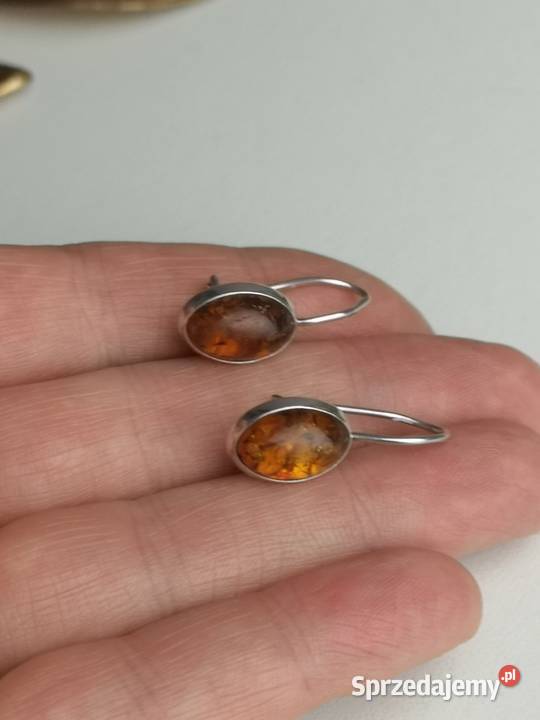 kolczyki z bursztynem srebrne Toruń