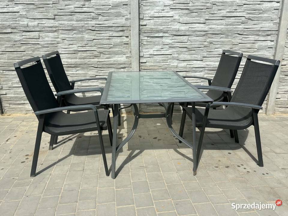 Komplet aluminiowy 4krzesła stół Ostrów Wielkopolski