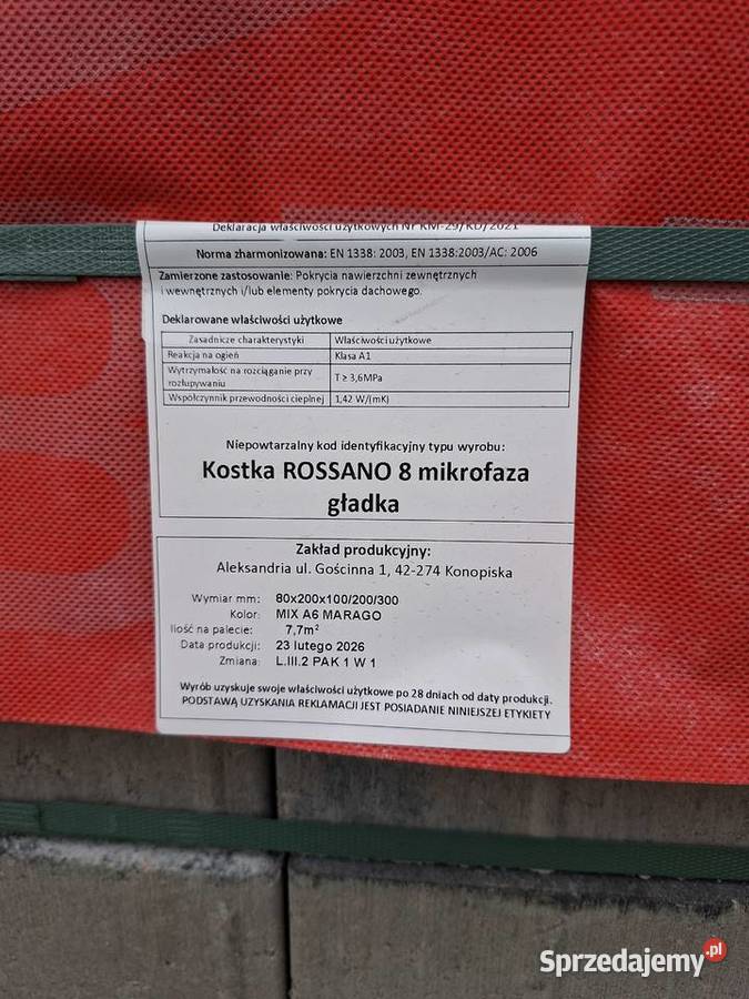Kostka brukowa rossano 8 gładka mi A6 marago Pcim