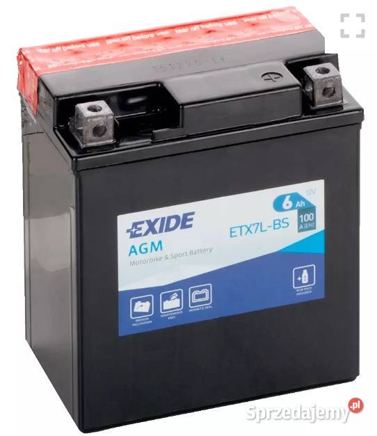 Akumulator motocyklowy EXIDE ETX7LBS YTX7LBS 12V Części motocyklowe Grudziądz