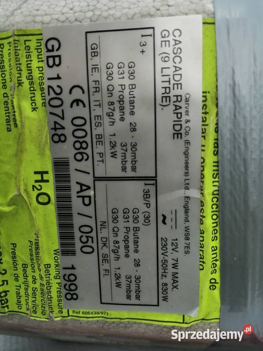 Bojler carver cascade 9l do kampera przyczepy