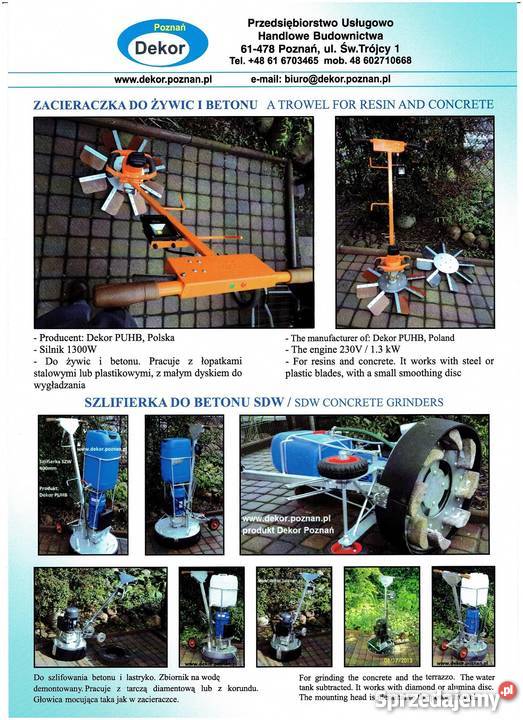 Szlifierka do betonu i lastriko SDW40 Dekor Poznań