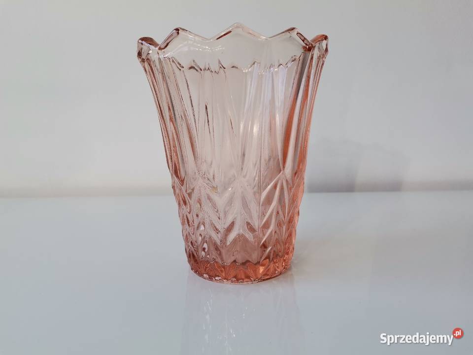 Stary różowy wazon szkło Art Deco Katowice
