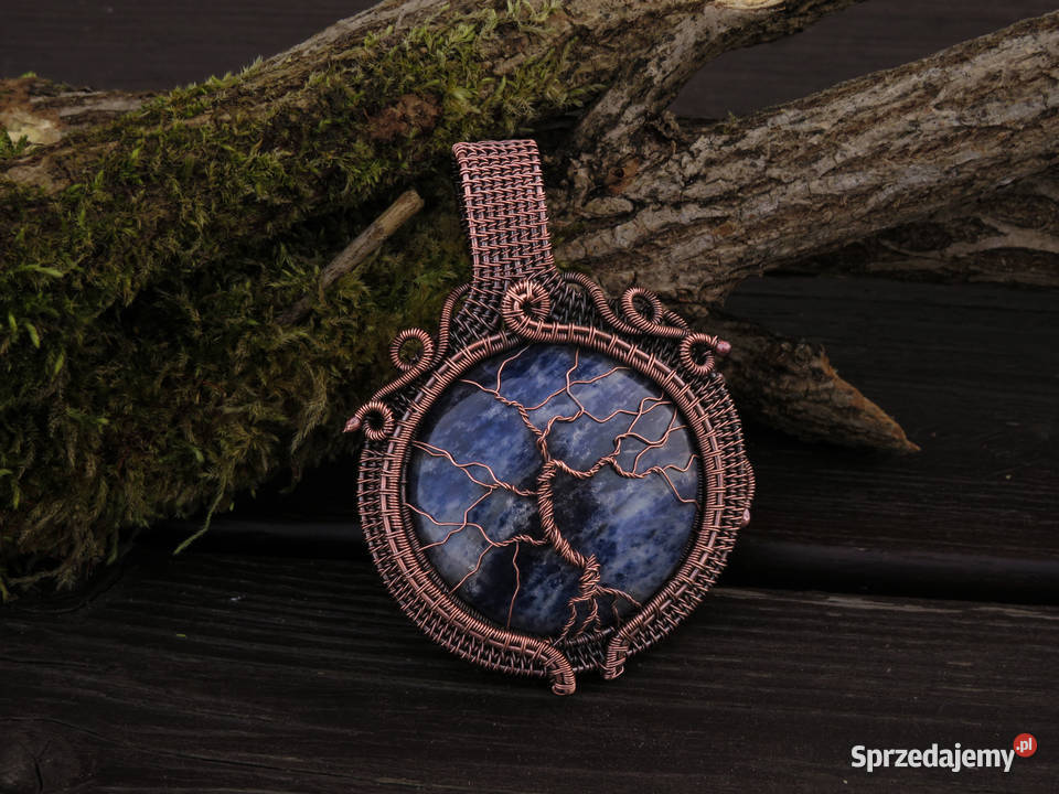 Dwustronny wisior drzewo życia sodalit rękodzie Wieliczka