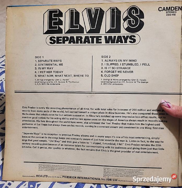 Elvis Separate Ways płyta winylowa z roku 1978 Płyty i kasety Chełmno