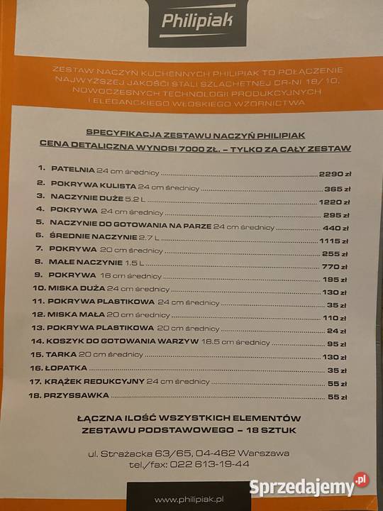 Ekskluzywny zestaw garnków Philipiak 16 Wrocław