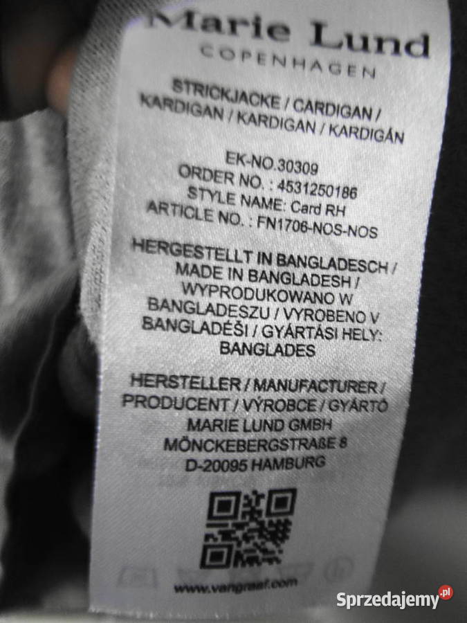 Marie Lund Porządny klasyczny kardigan L szary/srebrny mazowieckie