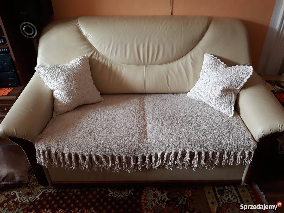 KANAPA SOFA SKÓRZANA KOLOR ECRU Gdynia