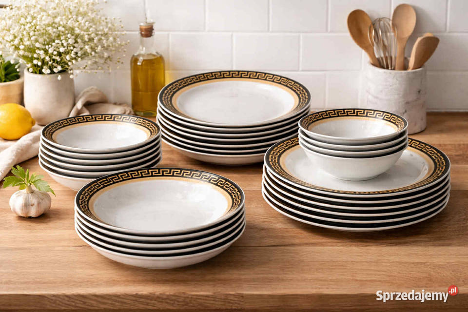 249 Zestaw obiadowy Versace 24 elementy na 6 Talerze i talerzyki śląskie Zabrze