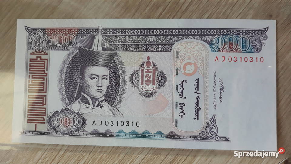 100 Tugrik Mongolia 2008 r UNC Numizmatyka Antyki, Sztuka, Kolekcje Konin