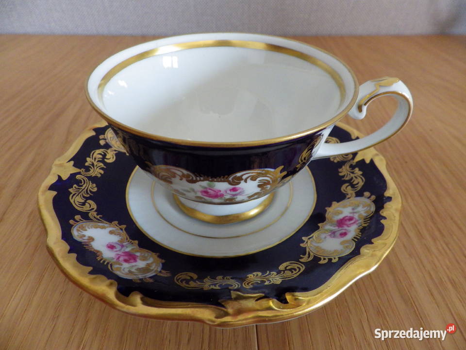 Serwis kawowy deserowy do herbaty kobaltowozłoty Łódź