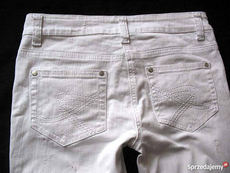 DZIURY BIAŁE SPODNIE DŻINSY JEANS 36 S biodra 90