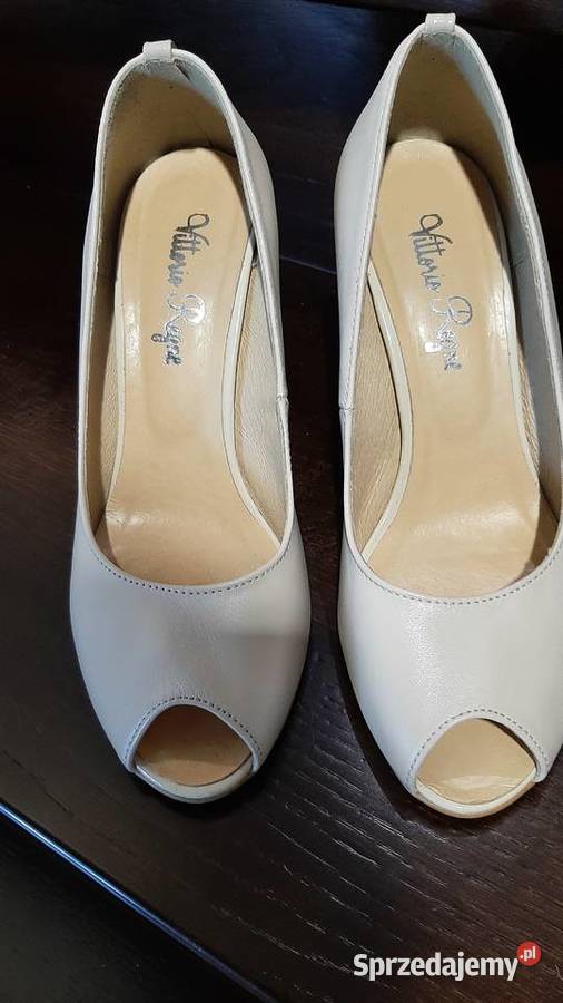 Czółenka szpilki beżowe skórzane Czółenka Aleksandrów Łódzki