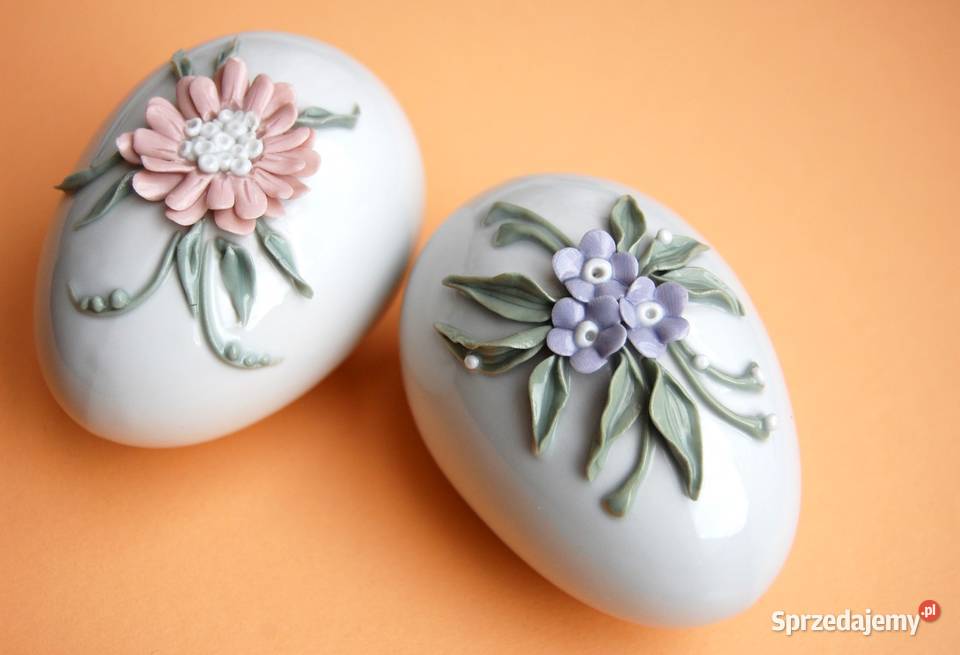 Jajko pisanka kwiaty relief porcelana Ćmielów Dom i Ogród Lublin