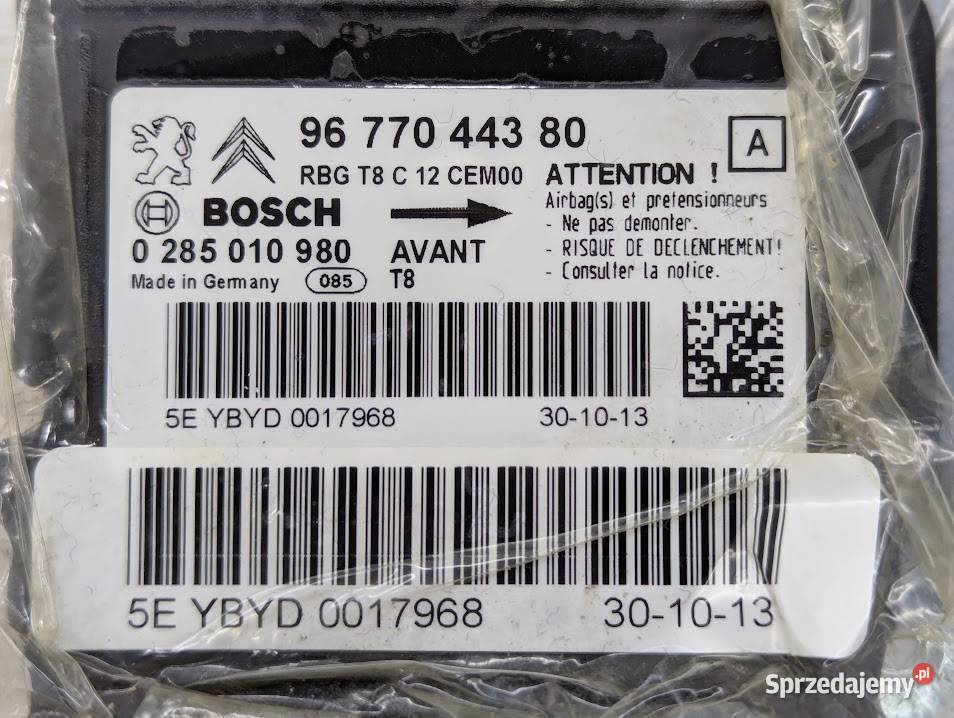 MODUŁ SENSOR AIRBAG PEUGEOT 3008 I 9677044380 Białystok sprzedam