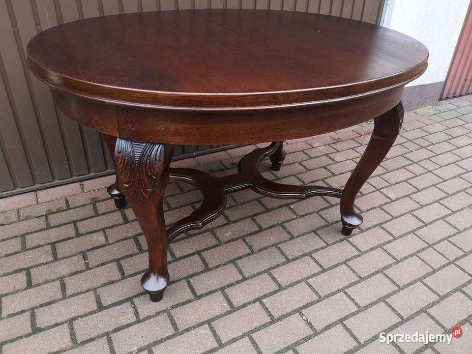 Stół Dębowy Owalny Dębowy Zgrabny Stary Antyk Swarzędz