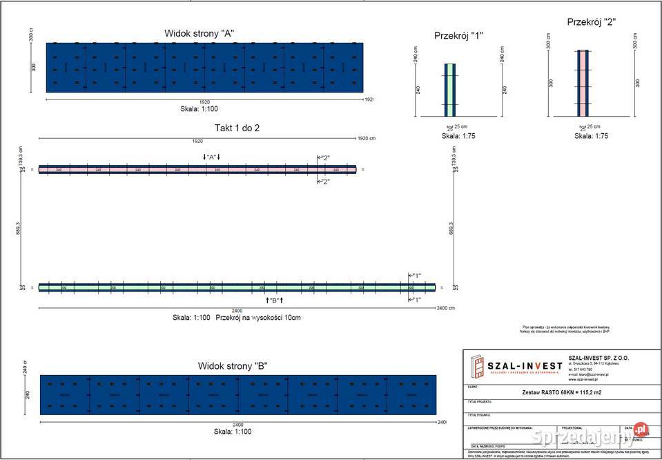 Szalunki ścienne TYP RASTO 60kN Mamuty 1152 m Pozostałe wielkopolskie Leszno