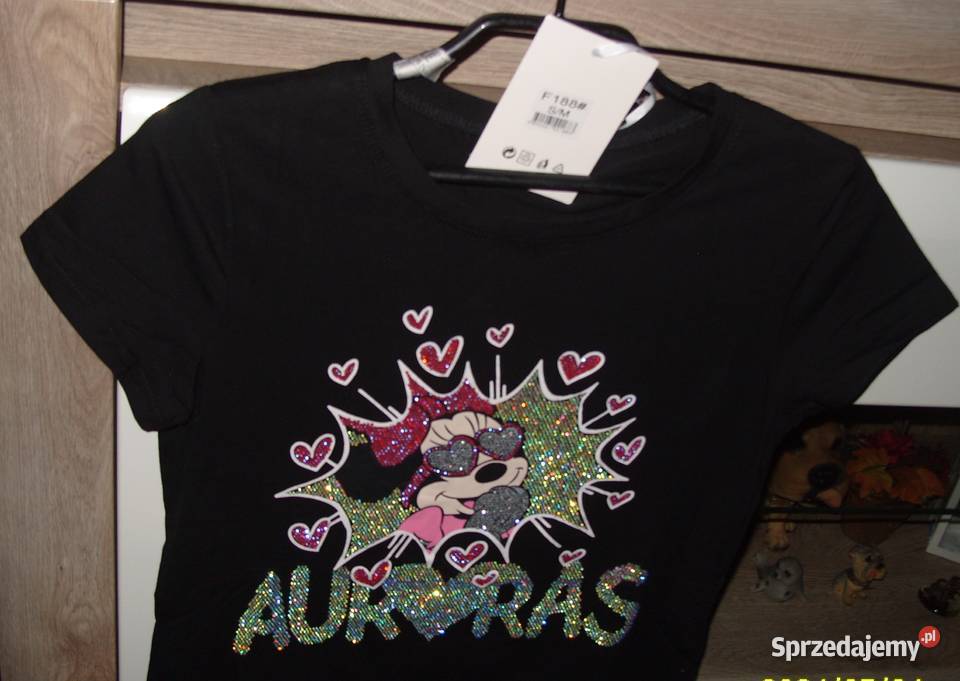 Serca MIKIHolo cyrkonie czarna NOWA bluzeczka wielkopolskie Rawicz
