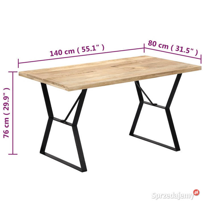 Stół jadalniany 140 x 80 x 76 z litego drewna Warszawa
