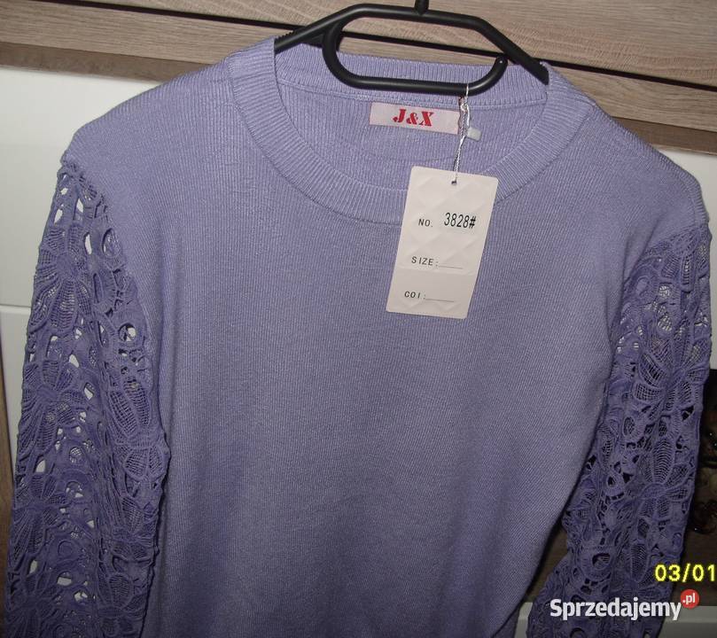 Wrzosowy sweterek JX Rękawki Gipiura ML Bez wzoru wielkopolskie Rawicz