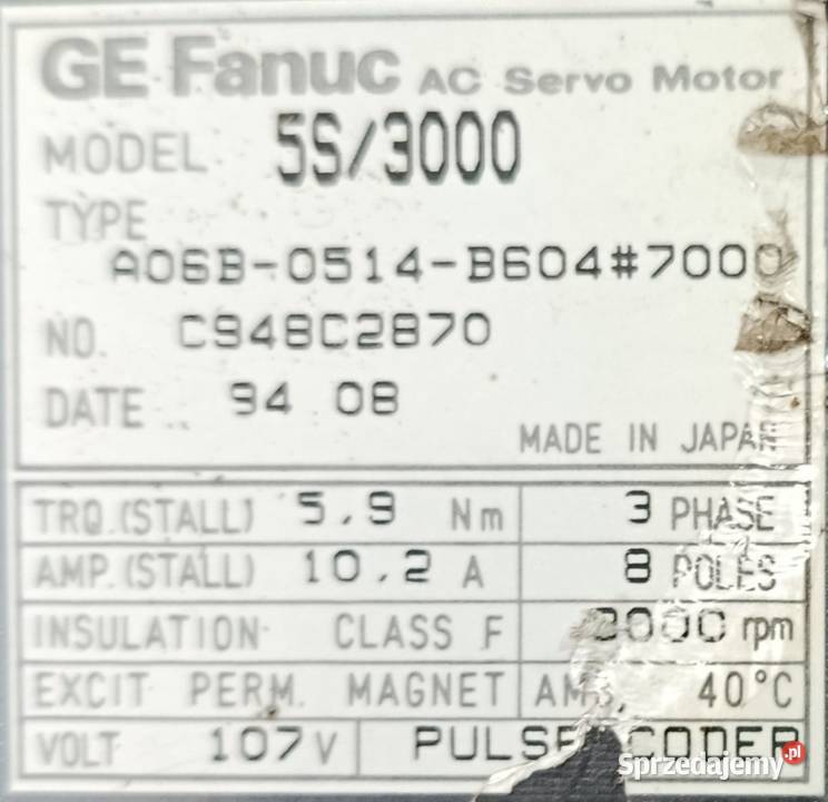 A06B0514B604 Silnik servo FANUC 5S3000 z Kraków