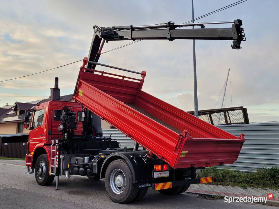 Mercedes AXOR 1824 Kiper HDS HIAB 099 Dźwig czerwony Dźwigi samochodowe Łańcut