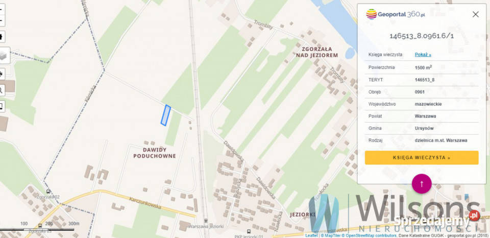 sprzedaży gruntu 1500m2 Warszawa