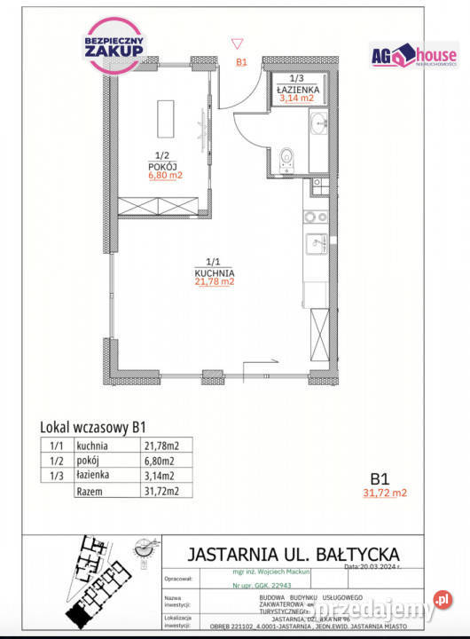 Ogłoszenie mieszkanie Jastarnia Bałtycka 33m2 2 blok
