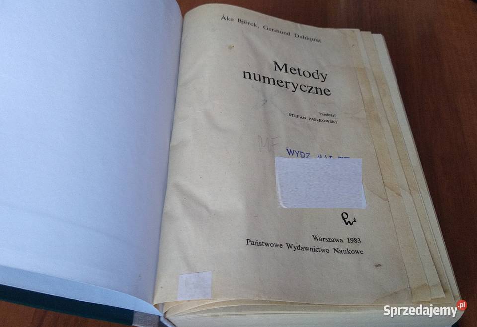 Metody numeryczne ke Bjrck Germund Dahlquist twarda Gdańsk