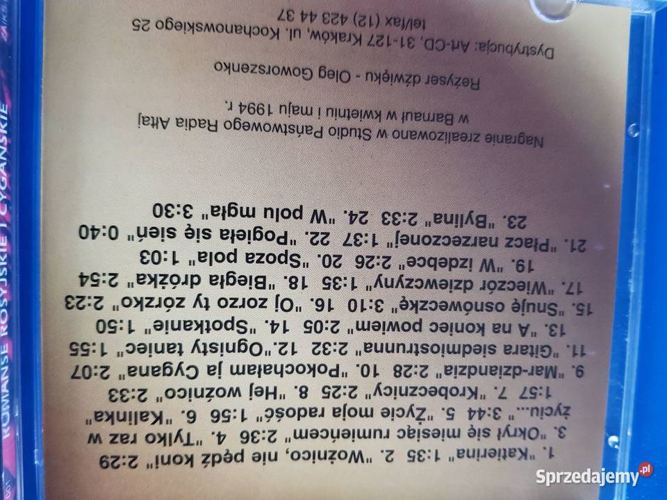 Romanse rosyjskie i cygańskie płyta cd unikat Kielce