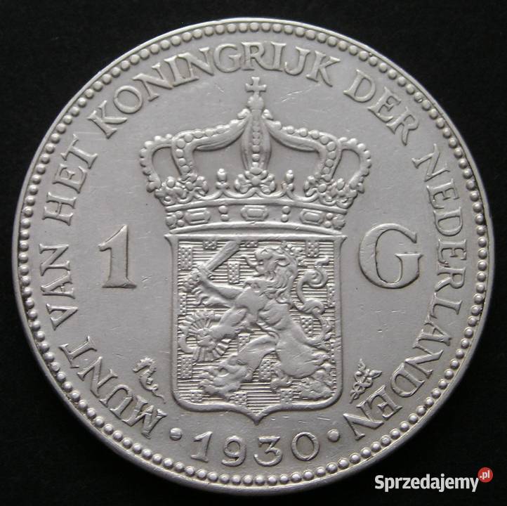 HOLANDIA 1 GULDEN 1930 WILHELMINA SREBRO Łódź