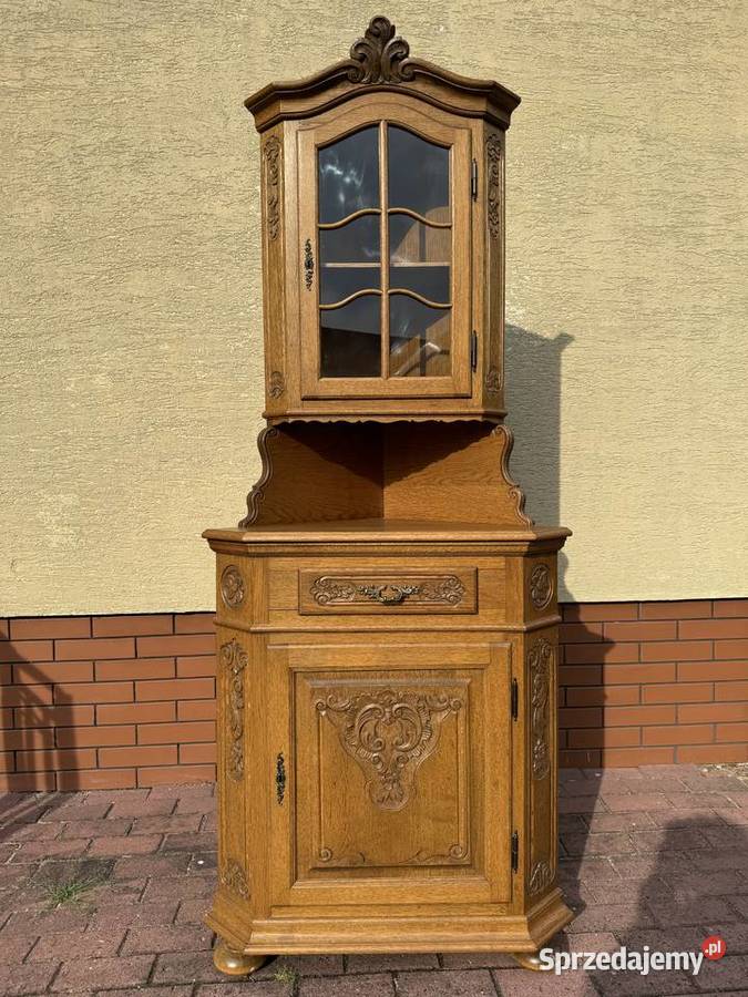 Witryna narożna dębowa stylowa rogówka kredens Sulbiny