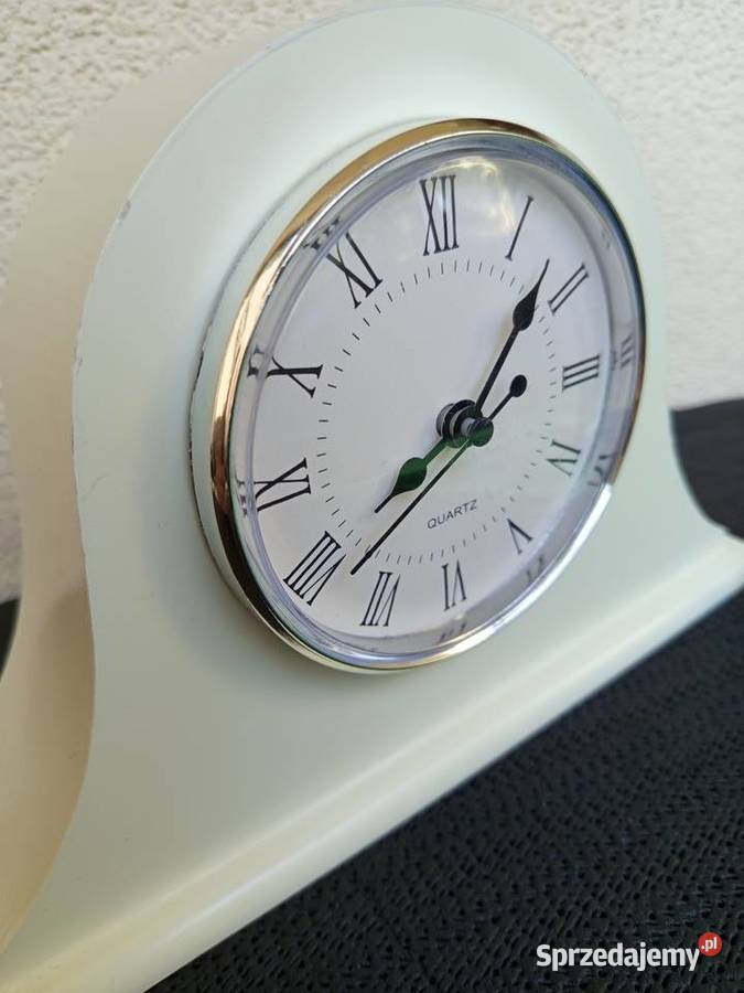 Zegar kominkowy Biały stylizowany oprawiony w Warszawa