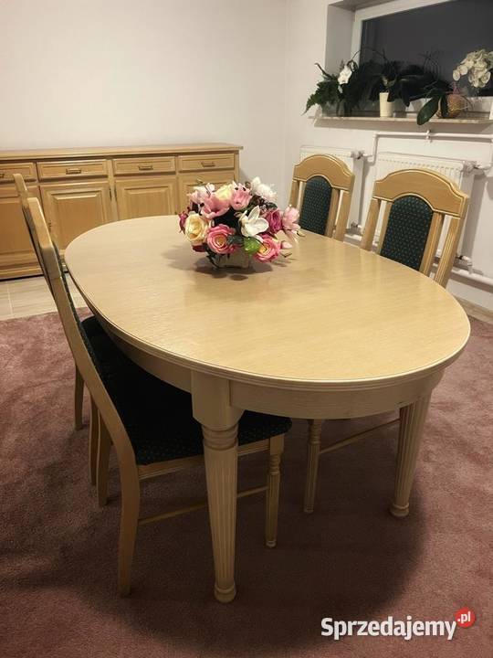 Komplet mebli jasne drewno stół krzesła lustro mazowieckie Siedlce