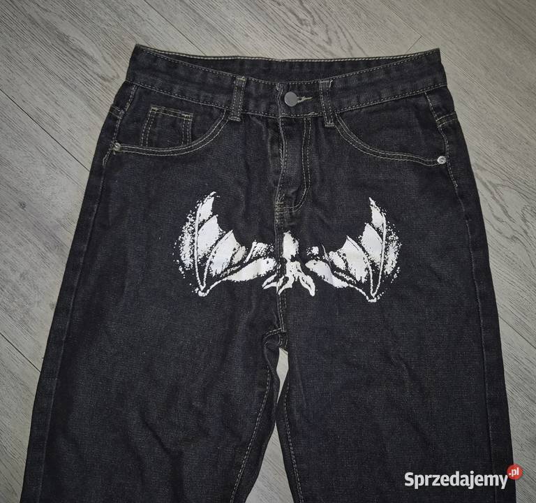 Spodnie jeansowe Baggy Y2K Streetwear M czarny łódzkie Łódź sprzedam