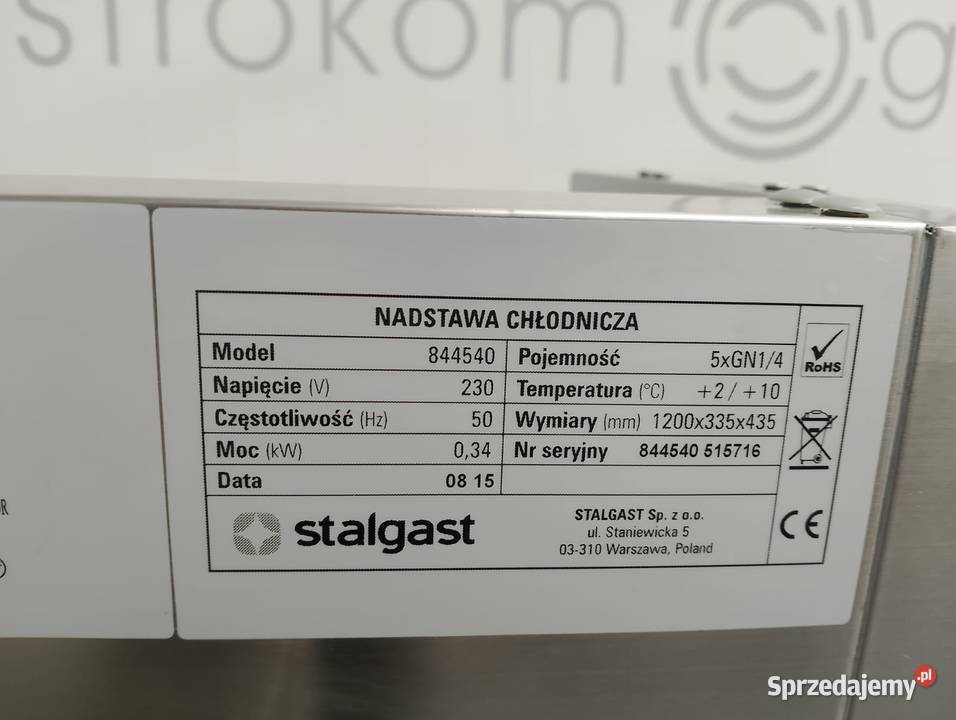 Nadstawka chłodnicza 5x GN 14 Stalgast 844540 dolnośląskie Wrocław