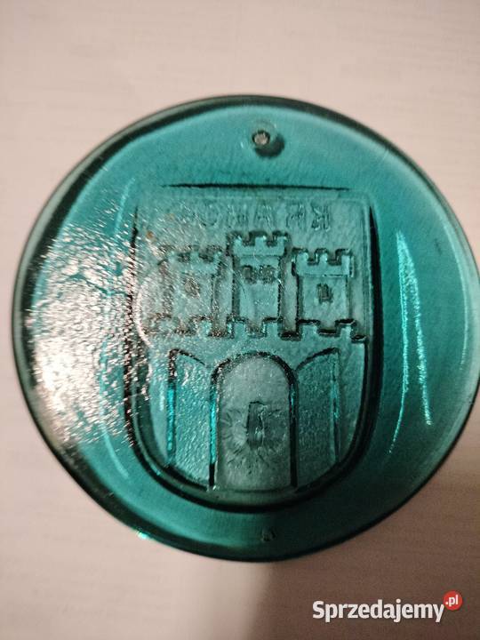 Turkusowa szklana plakieta Kraków Choszczno