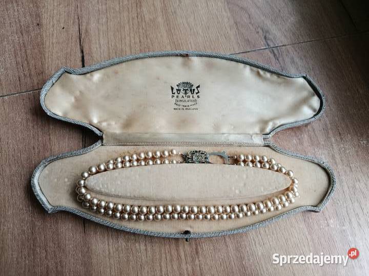 Stara kolia Lotus w etui perły vintage lata 5060 Pozostałe Choszczno