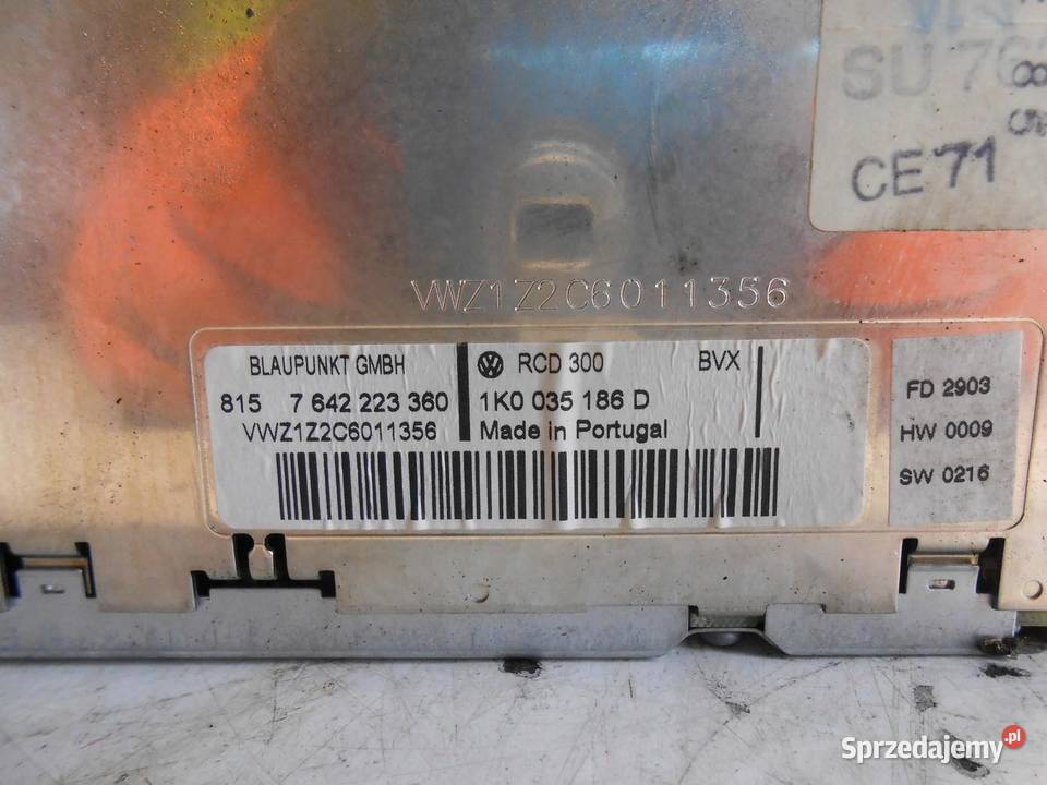 RADIO CD VW 1K0035186D BEZ KODU