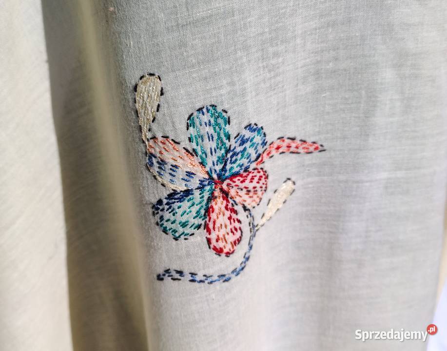 Duża chusta szal dupatta haftowana żółta bawełna Pozostałe Galanteria i dodatki Szczecin sprzedam