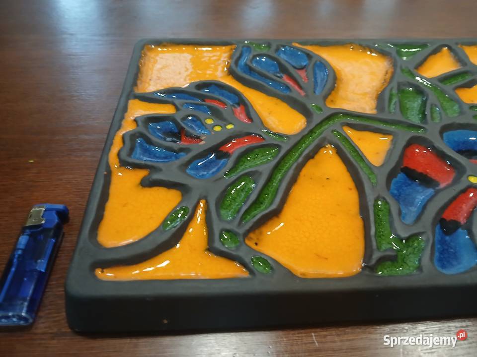 Duża emaliowana tablica ścienna z grafiką w Gorzkowice