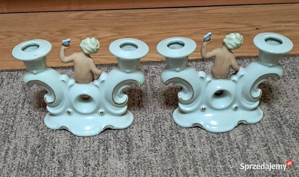 Stare świeczniki 3 porcelana Wagner Apel Niemcy Suwałki sprzedam