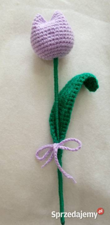 Tulipany wykonane na szydełku Łask